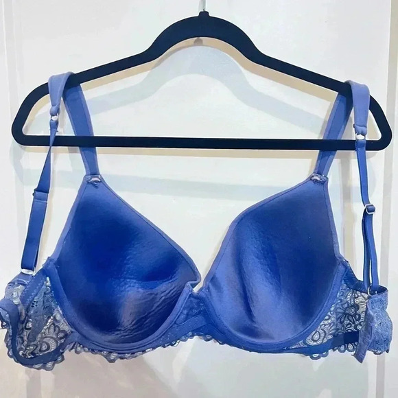 Lucky Brand Cornflower Medium Blue 38B bra with lace band underwire lined - Picture 6 of 8